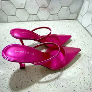 Marc Fisher Women's Hadais Pointed Toe Slip On Mule Pumps Pink Size 7.5